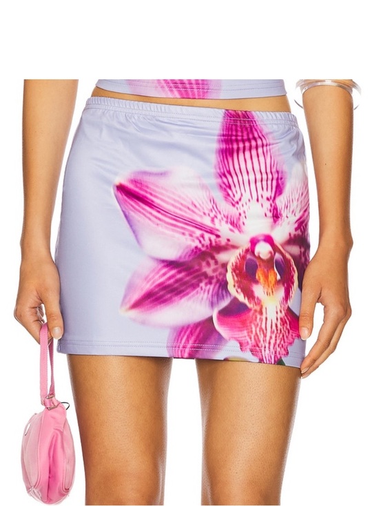 Runaway The Label Dresses & Skirts - Lilac Mini Skirt with Pink Orchid Floral Print